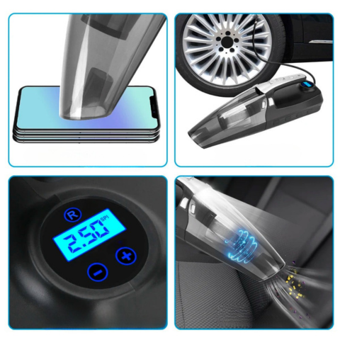 Vysavač do auta 4-v-1 – Vysoký výkon 12V/120W