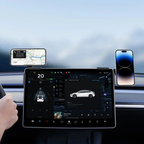 Support Téléphone Pour Tesla — Fixation Magnétique Et Recharge Sans Fil