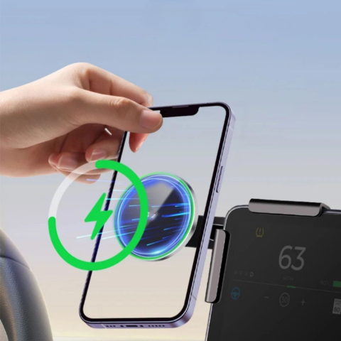 Support Téléphone Pour Tesla — Fixation Magnétique Et Recharge Sans Fil