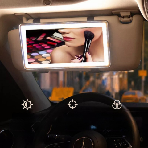 LED Sunshade Mirror For Car – Adjustable And Rechargeable Lighting