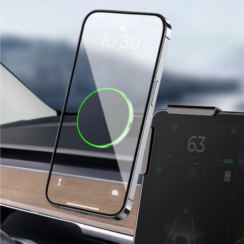 Support Téléphone Pour Tesla — Fixation Magnétique Et Recharge Sans Fil