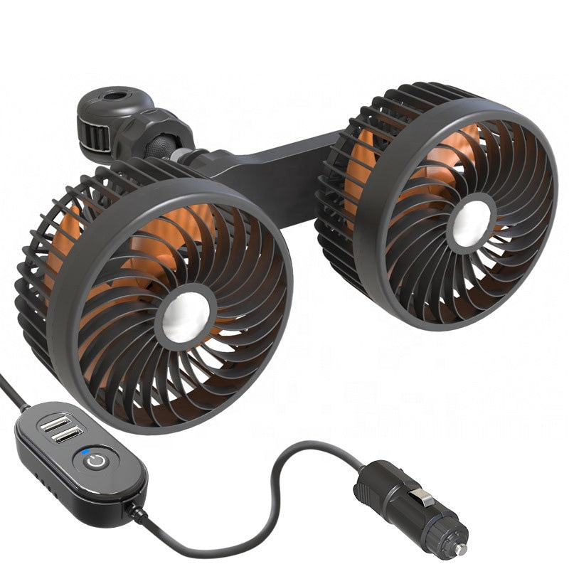 Kétfejű Autós Ventilátor — Újratölthető és Forgatható