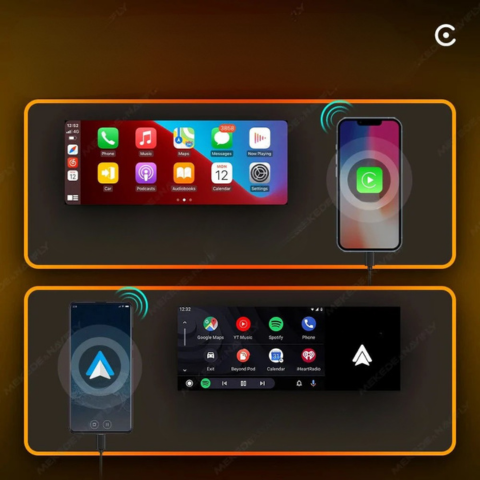 MP5 Multimedia-radio for bil med CarPlay og Android Auto - berøringsskjerm og rask tilkobling