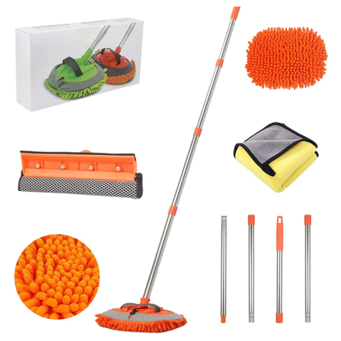 Monitoiminen Autopesu Setti — Säädettävä Kahva & Pehmeä Liina