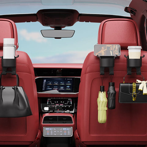 Monitoiminen virkkuukoukku auton istuimen selkänojaan