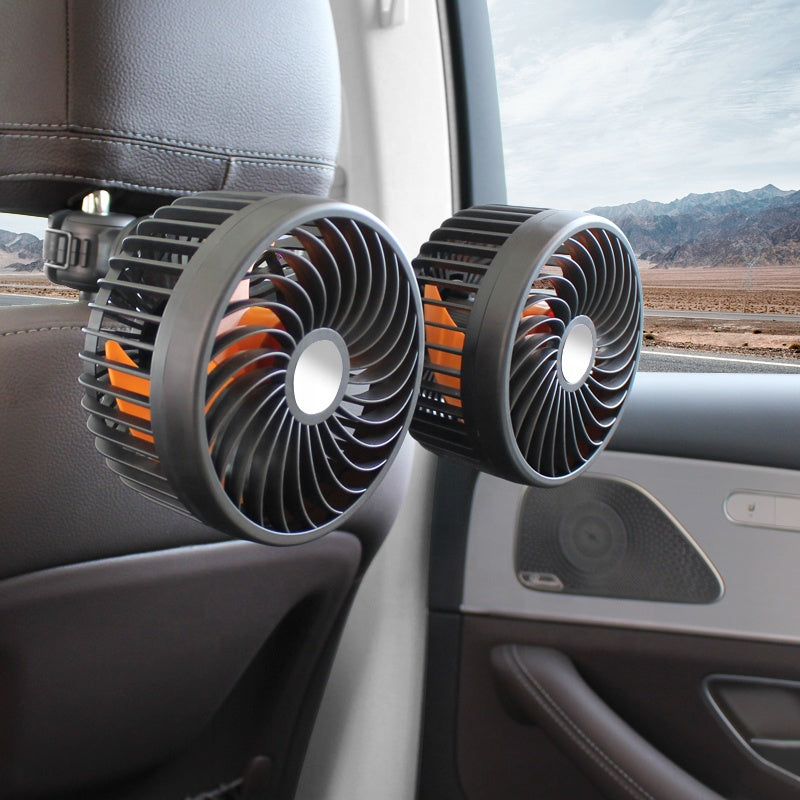 Kétfejű Autós Ventilátor — Újratölthető és Forgatható