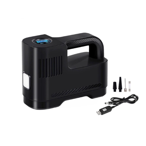 Draagbare Digitale 12V Luchtcompressor Met LED-lamp — Veiligheid En Gebruik 's Nachts 