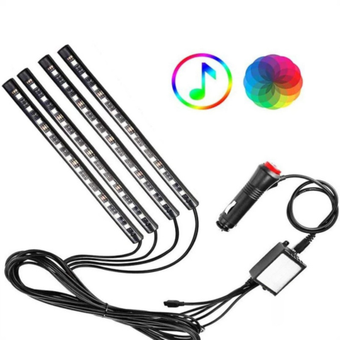 Kit LED Ambiance Voiture – Lumières Multicolores Réactives Au Son