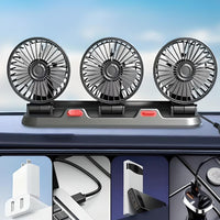 Mini Ventilateur À Triple Tête – Fraîcheur Optimale En Voiture