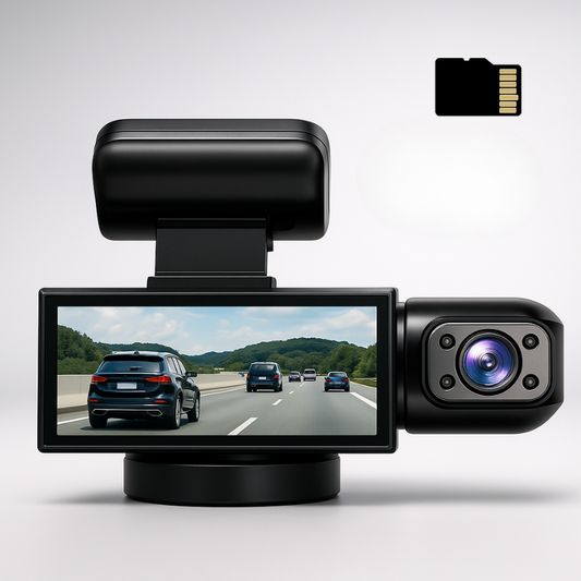 Dashcam Dobbel Full HD Bil - Nattvisjon + Innvendig Kamera 