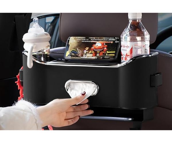 Bakseteorganisator med kroker og oppbevaringsboks - Optimalisert plass og ryddig bil